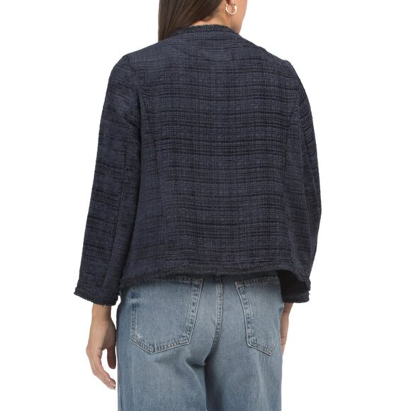 MAX STUDIO LONDON Navy Crosshatch Tweed Short Jacket - Picture 2 of 2